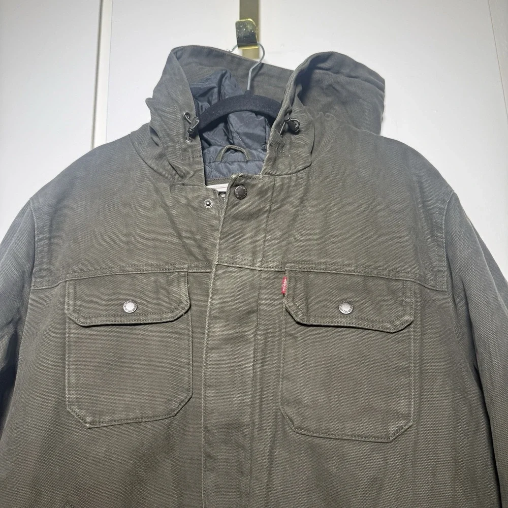 Levi's Trucker Sherpa Lined Jacket Men XL Hoodie Full-Zip Snap Green NWT
